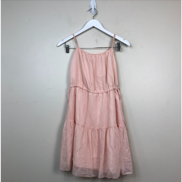 Q & A Women's Sleeveless Metallic Ruffle Hem A-Line Mini Dress Pink XS, $79 NWT - Picture 3 of 4